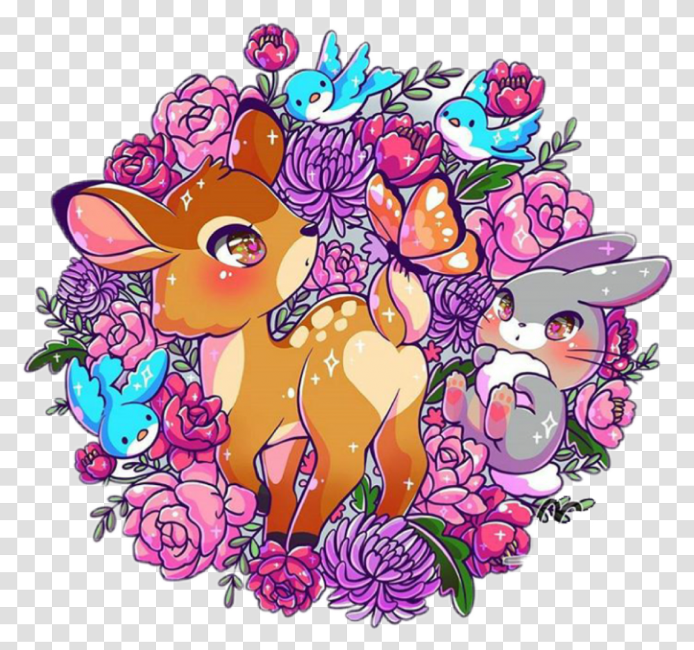 Disney Bambi Thumper Flowers Chibi Chibi, Doodle, Drawing, Art, Graphics Transparent Png