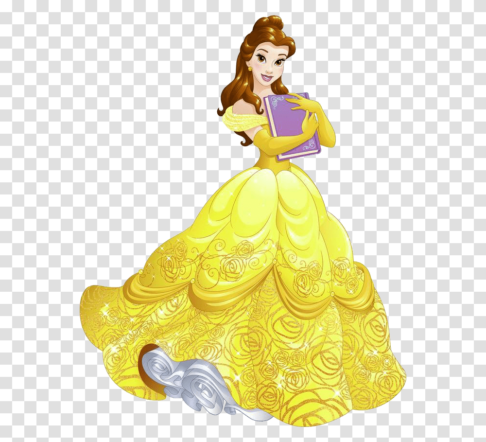 Disney Belle Princess Belle With Book, Figurine, Toy, Clothing, Doll Transparent Png