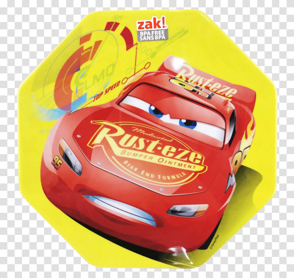 Disney Cars Round Plate Lightning Mcqueen Lunch Bags, Helmet, Clothing, Apparel, Transportation Transparent Png