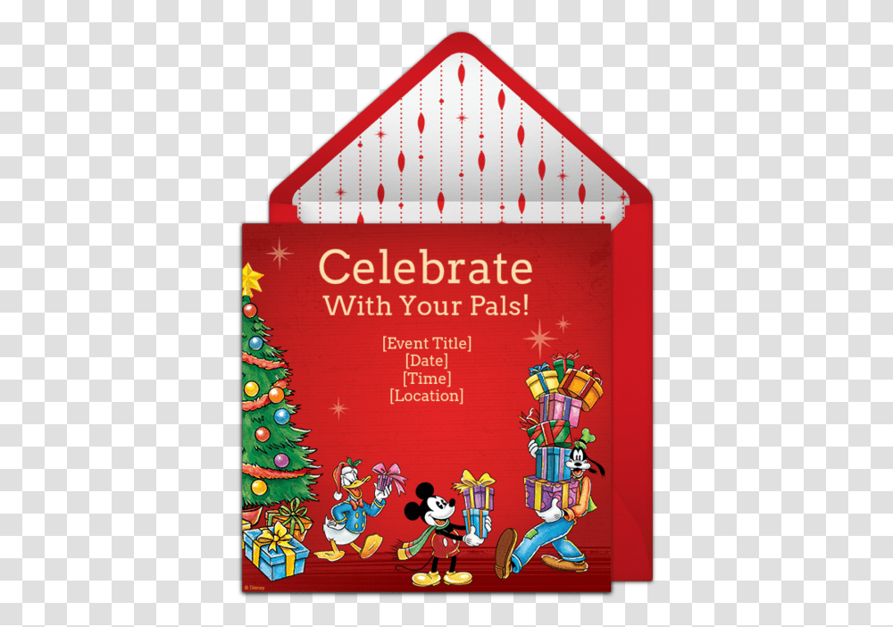 Disney Chistmas Holiday Friends Christmas Dinner Invitation, Envelope, Mail, Person, Human Transparent Png