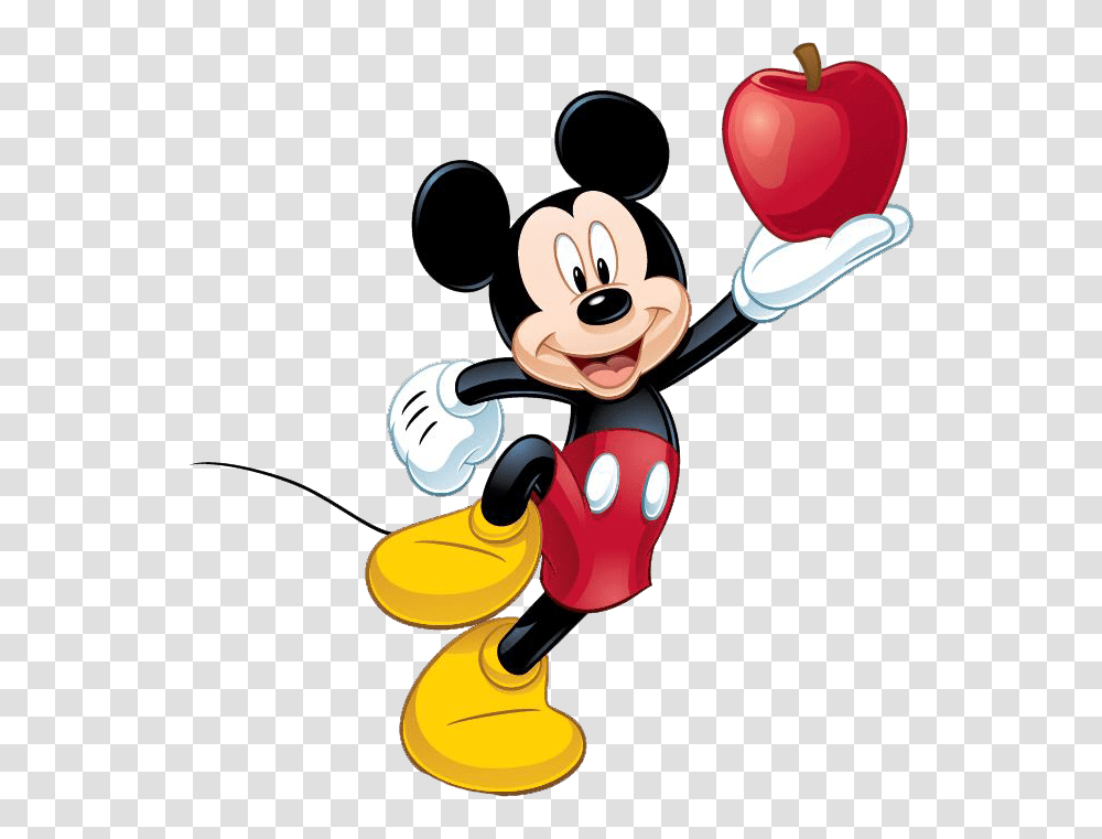 Disney Classics Mickeys Jump With A Red Apple In His Hand As, Juggling, Plant, Food, Fruit Transparent Png