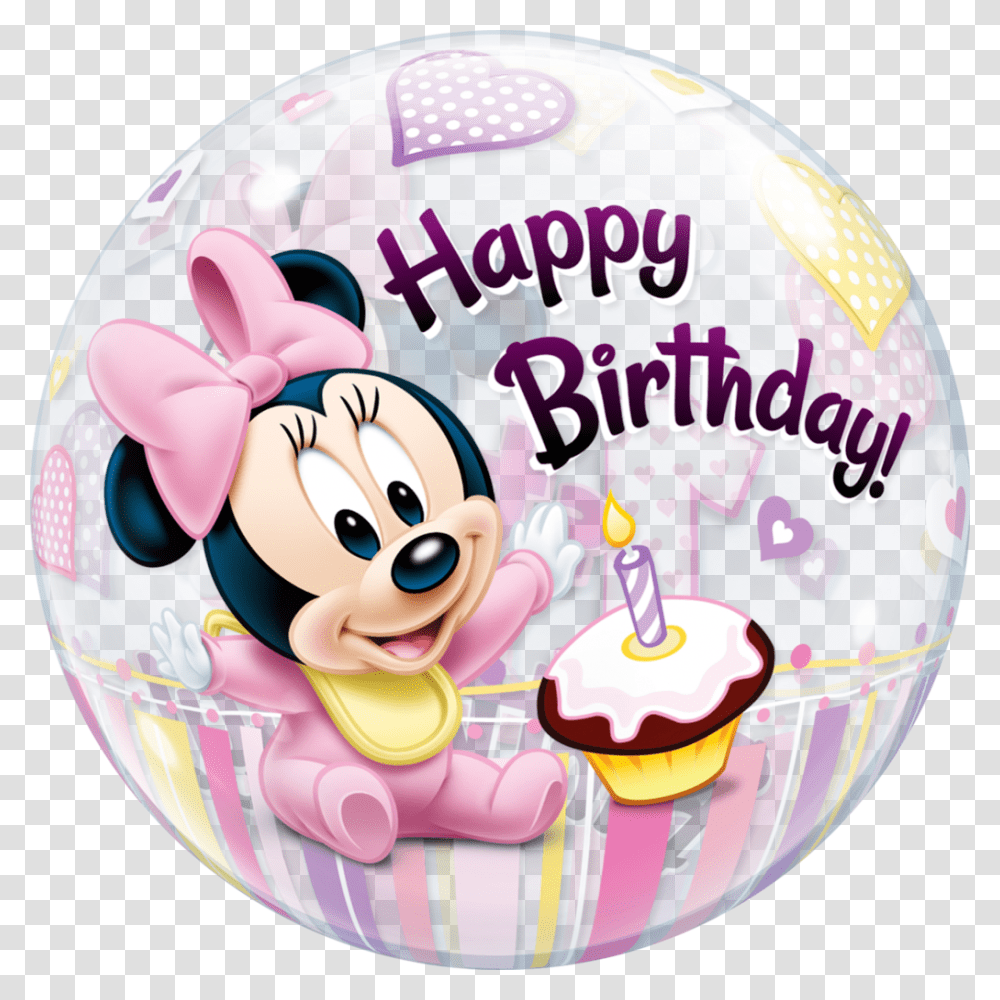 Disney Minnie Mouse 1st Birthday Bubble Minnie Mouse 1st Birthday, Ball, Cream, Dessert, Food Transparent Png
