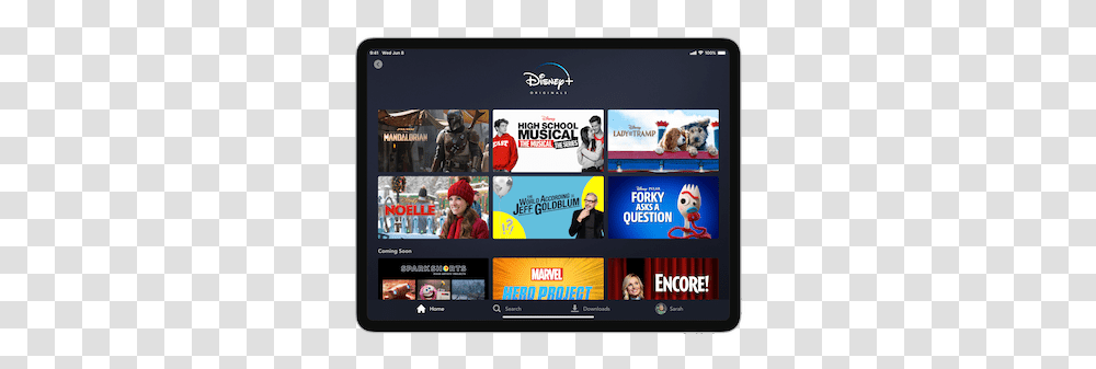 Disney Plus New Movies List Featured Animation Platform, Person, Electronics, Monitor, Screen Transparent Png