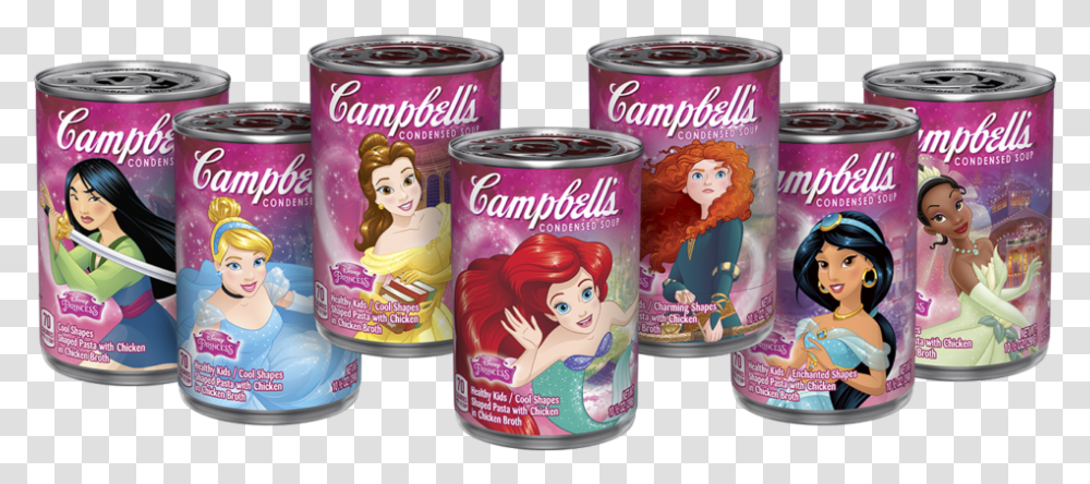 Disney Princess Cans Campbell's Disney Princess Soup, Tin, Doll, Toy, Canned Goods Transparent Png