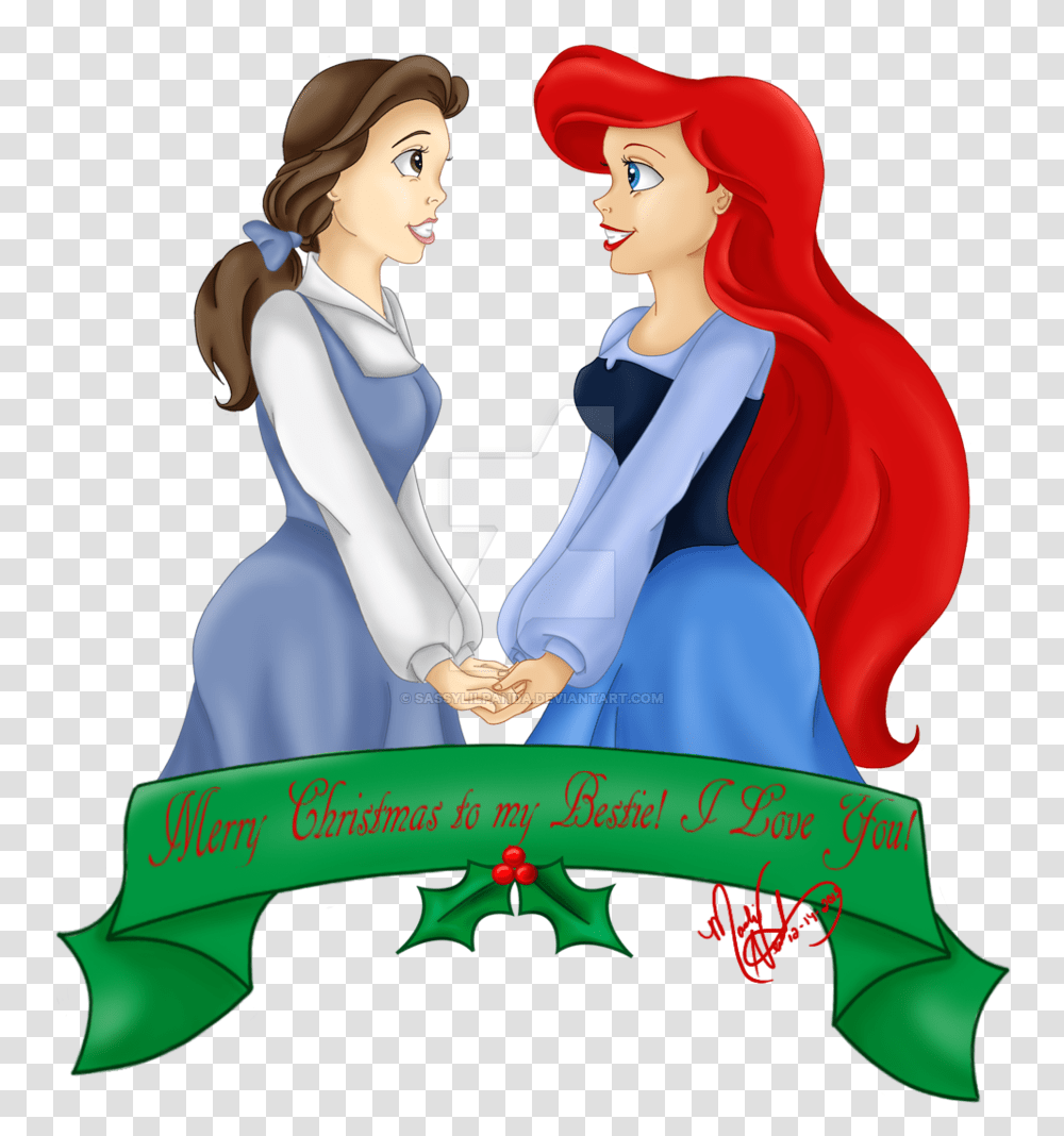 Disney Princess Christmas Clipart Black And White Beauty And The Beast Ariel, Person, Human, Book Transparent Png