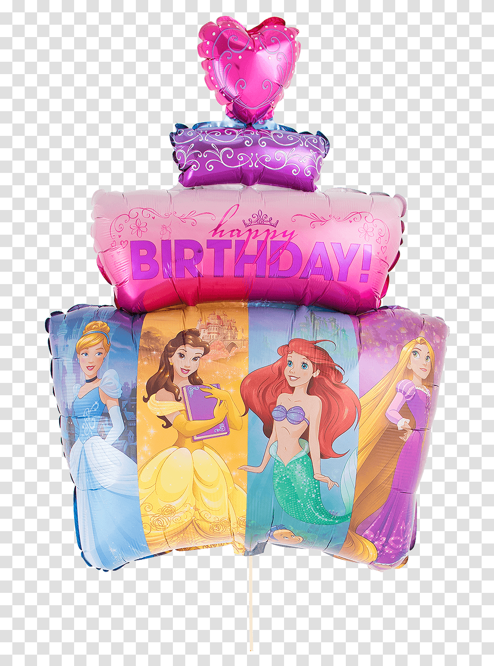 Disney Princess Happy Birthday Happy Birthday Disney Princess Ballons, Cushion, Pillow, Inflatable, Birthday Cake Transparent Png