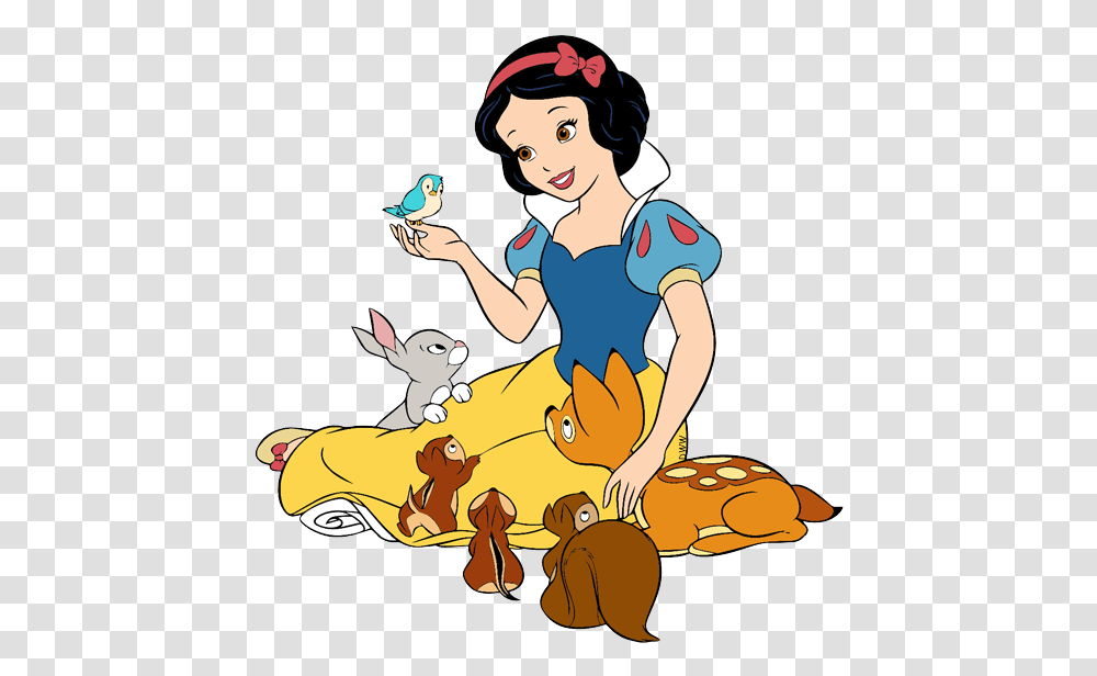 Disney Snow White With Animals, Person, Comics, Book Transparent Png