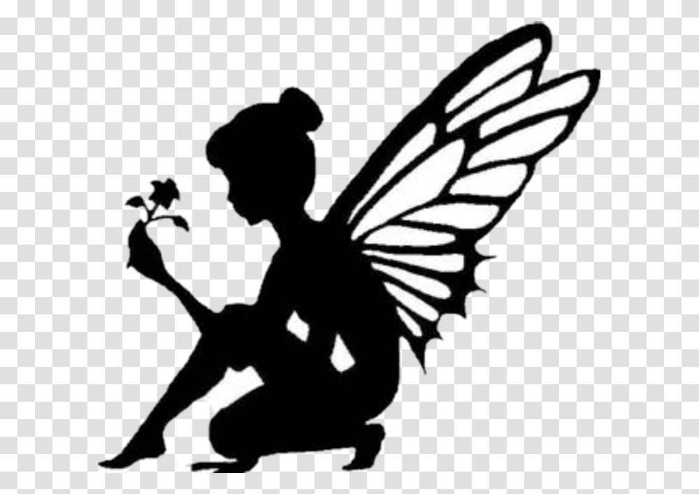 Disney Tinkerbell Silhoutte Free Fairy Silhouette Printables Stencil Person Human Cupid Transparent Png Pngset Com