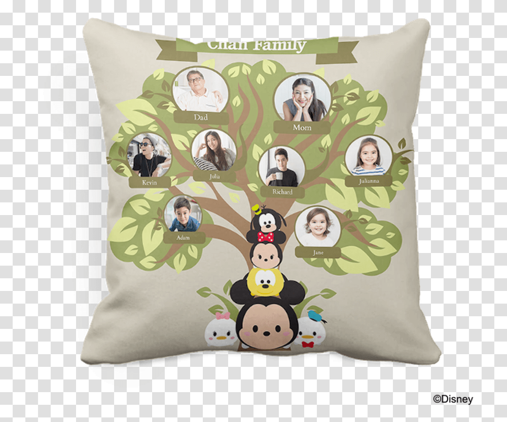 Disney Tsum Family Tree Decorative, Pillow, Cushion, Person, Human Transparent Png
