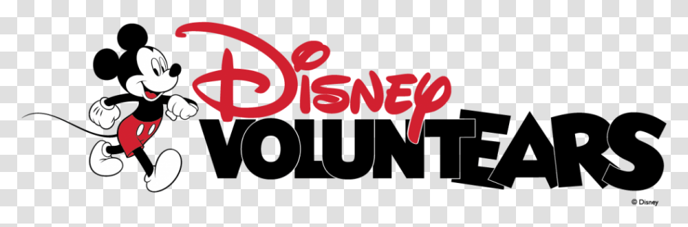 Disney Voluntears Text With Mickey Mouse Proudly Marching Disney Voluntears Logo, Label, Alphabet, Word Transparent Png