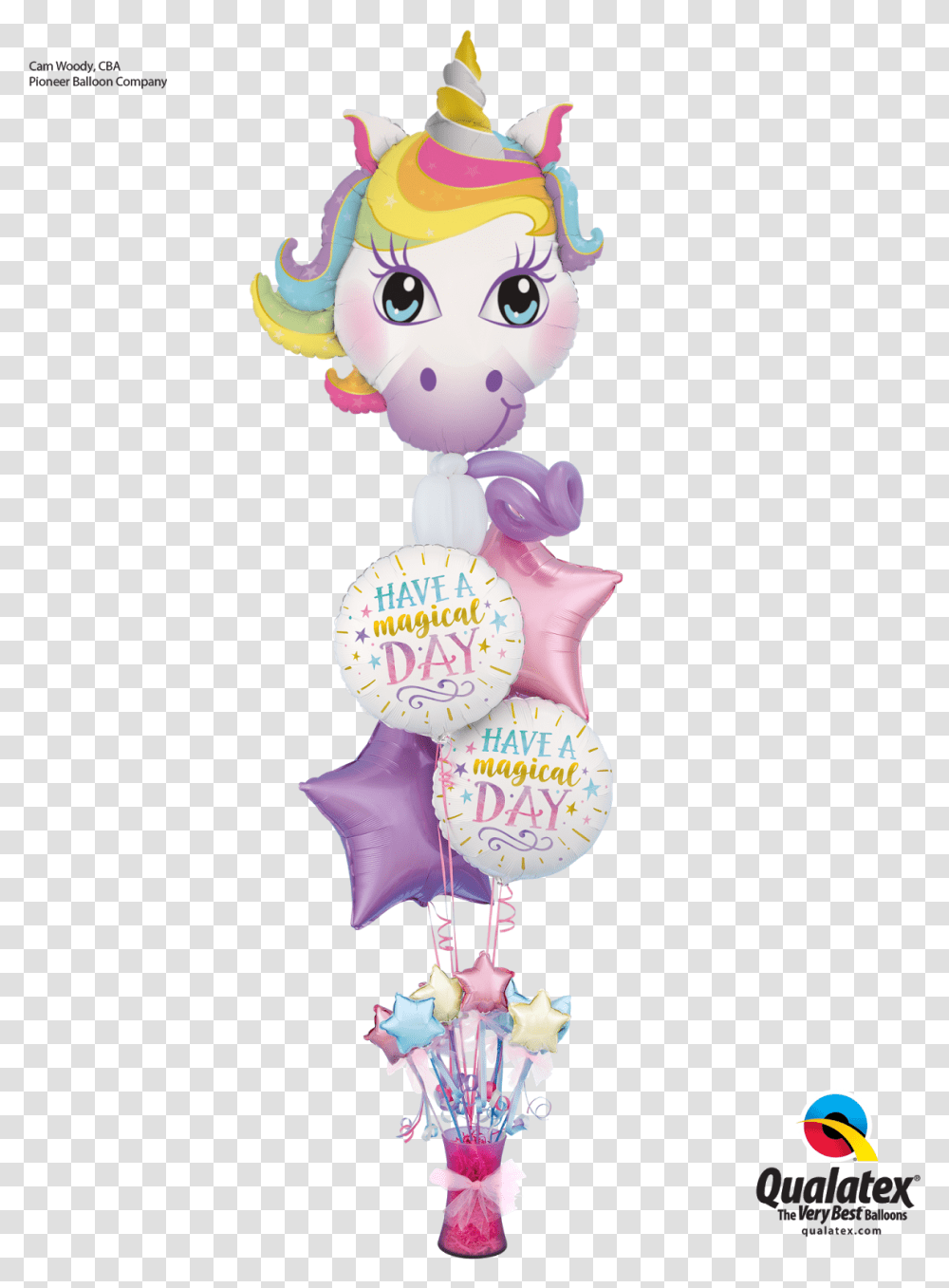 Display By Cam Woody Bouquets Balloons Unicorn Qualatex, Rattle Transparent Png