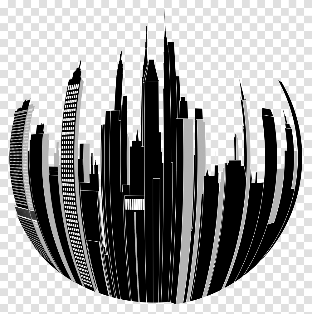 Distorted City Skyline Icons, Gate, Leisure Activities, Logo Transparent Png