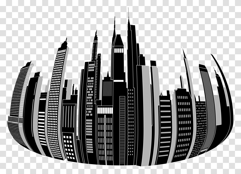 Distorted City Skyline Icons, Panoramic, Landscape, Outdoors, Nature Transparent Png