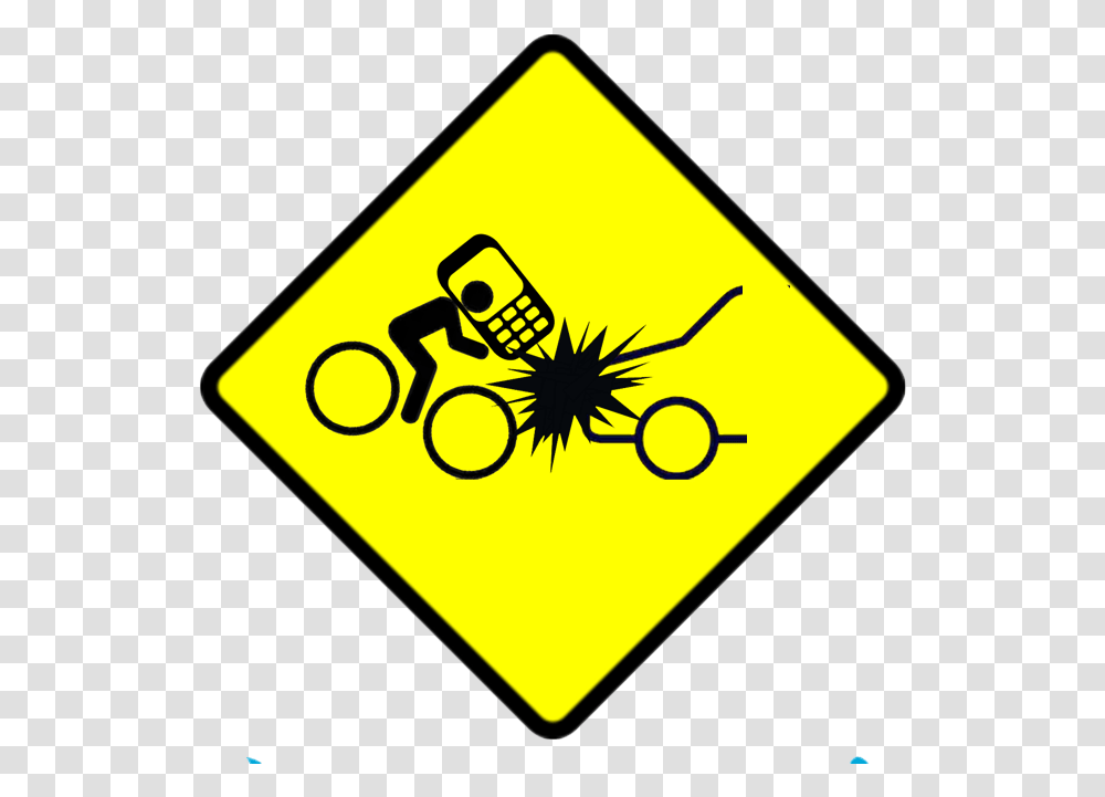 Distracted Bicyclist On Cell Phone Crashes Into Car Shoulder Drop Off Road Signage, Stopsign Transparent Png
