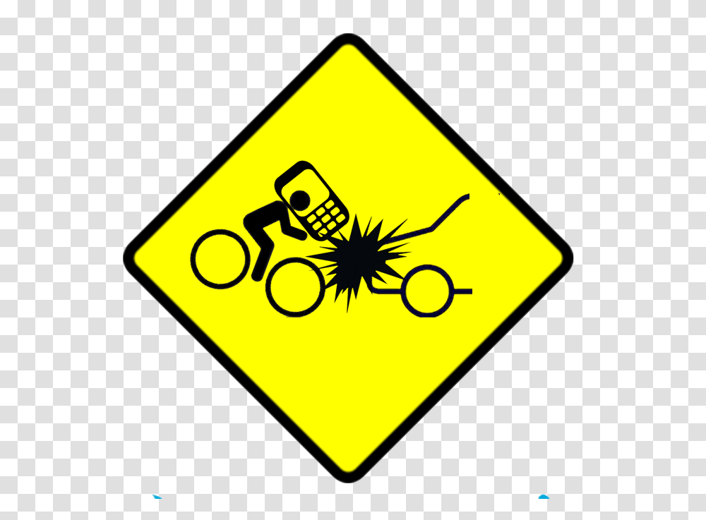 Distracted Bicyclist On Cell Phone Crashes Into Car, Road Sign Transparent Png