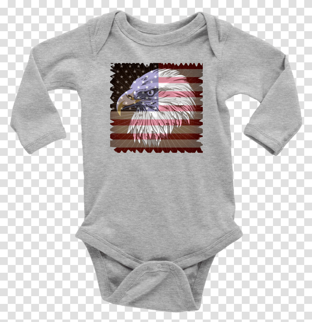 Distressed American Flag With Eagle Baby Shark 1st Birthday Onesie Boy, Clothing, Apparel, Sleeve, T-Shirt Transparent Png