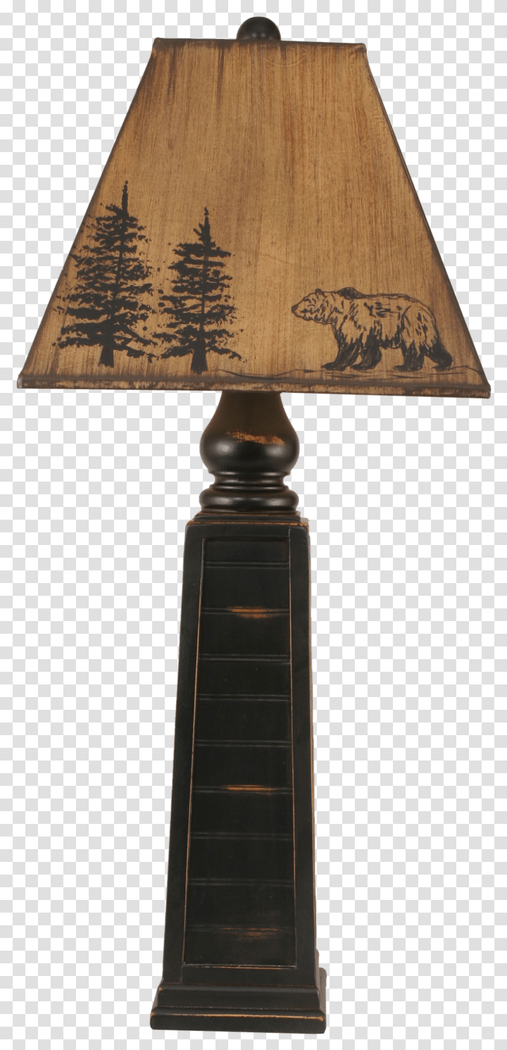 Distressed Black Pyramid Table Lamp W Bear Shade Lampshade Transparent Png