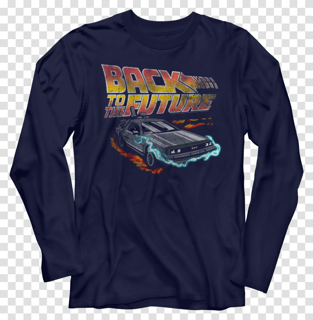 Distressed Delorean Time Machine Back To The Future Back To The Future, Sleeve, Apparel, Long Sleeve Transparent Png