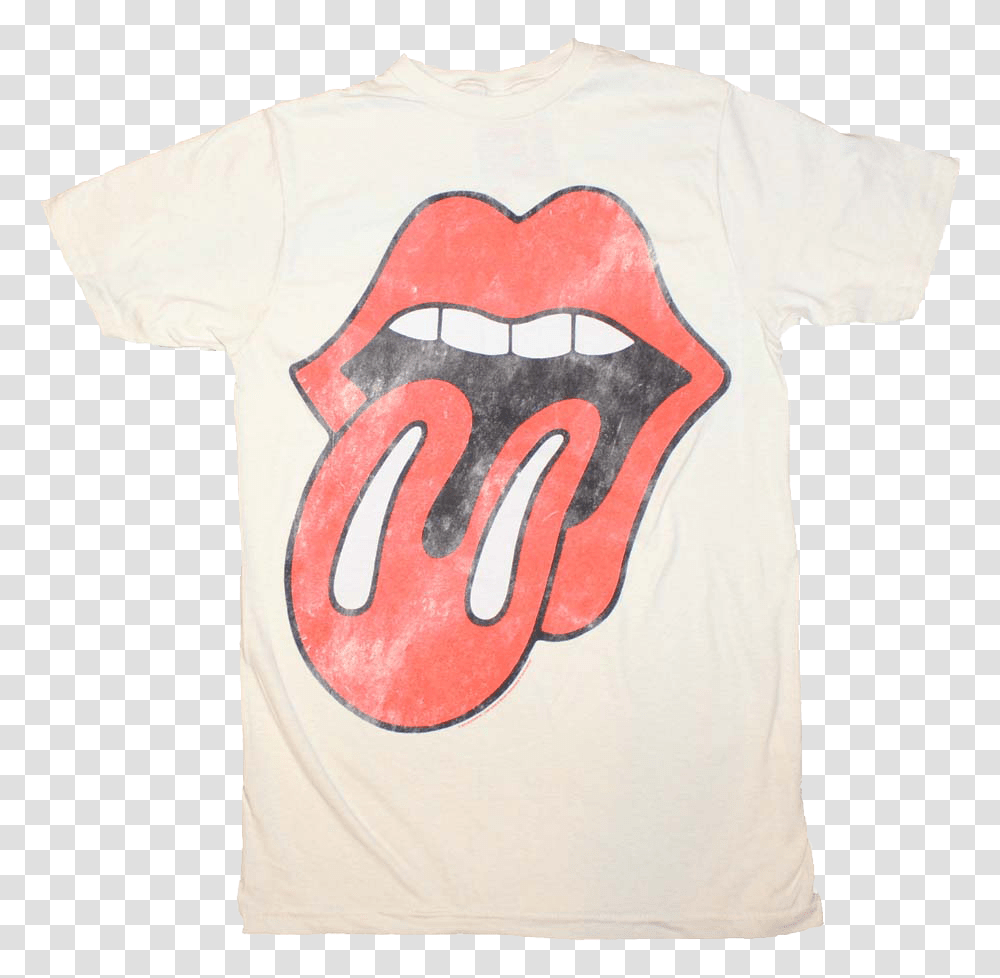 Distressed Tongue Rolling Stones T Shirt White Rolling Stones T Shirt, Apparel, T-Shirt, Hand Transparent Png