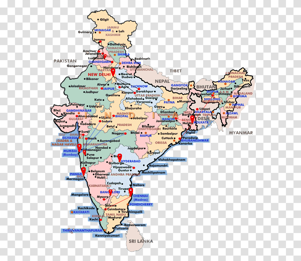 Distribution India Political Map States, Diagram, Plot, Atlas Transparent Png