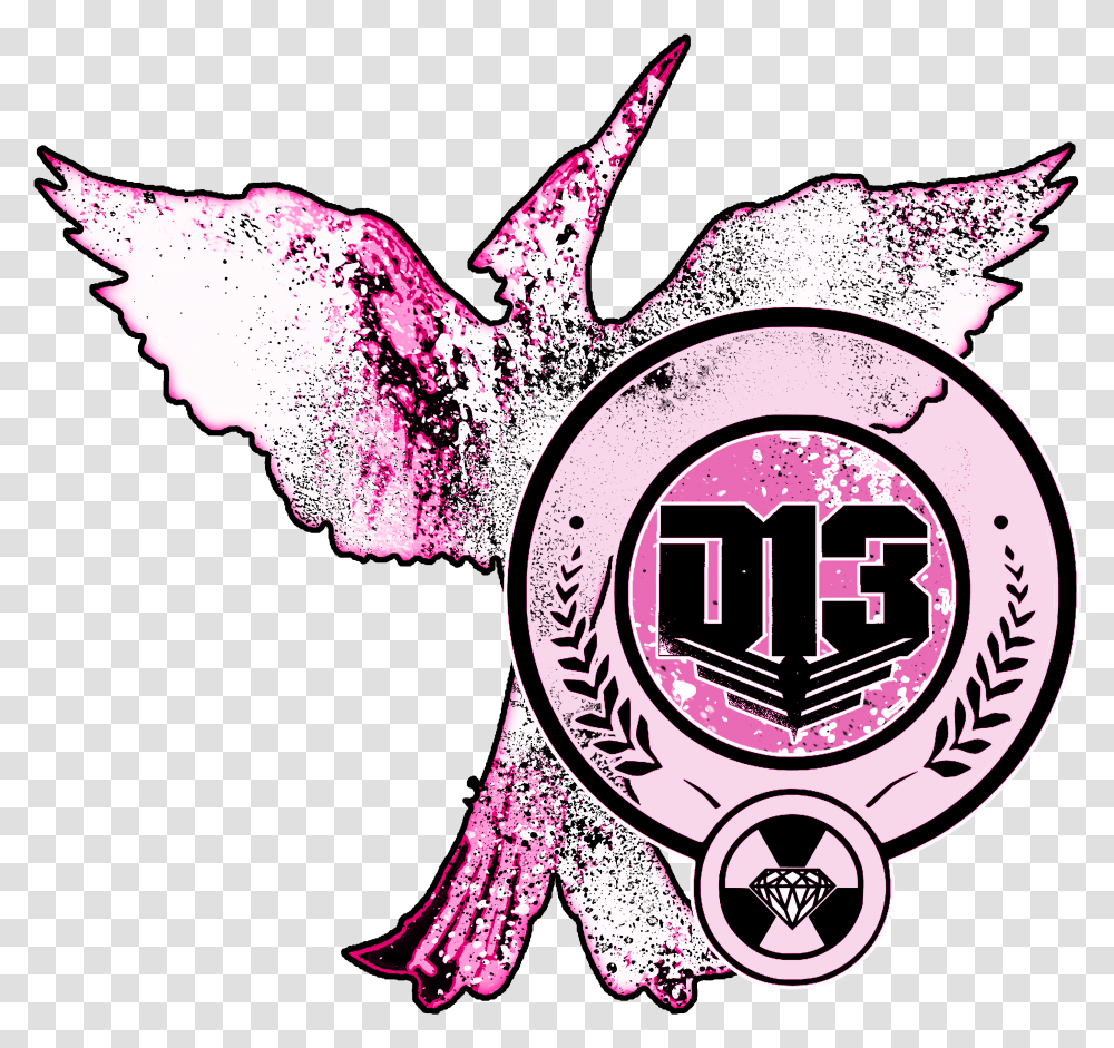 District 13 Mockingjay Pink Hungergamesgear Fictional Fictional Universe Of The Hunger Games, Label, Text, Logo, Symbol Transparent Png