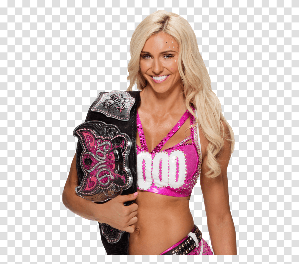 Divas Charlotte Wwe With Championship, Person, Necklace, Female Transparent Png