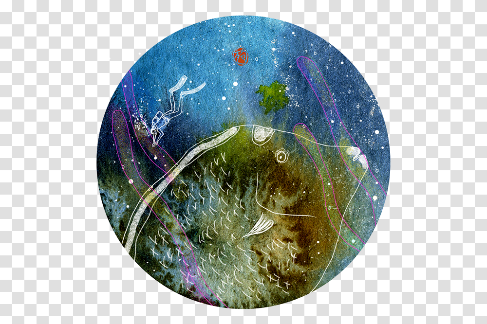 Dive Watercolor And Digital Illustration Circle, Outer Space, Astronomy, Universe, Planet Transparent Png