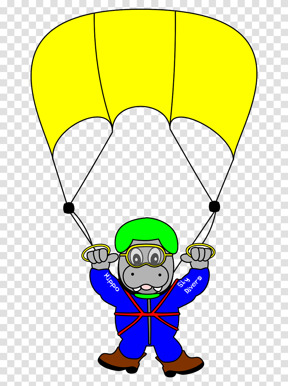Diver Cartoon Sky Diver, Parachute, Adventure, Leisure Activities, Transportation Transparent Png
