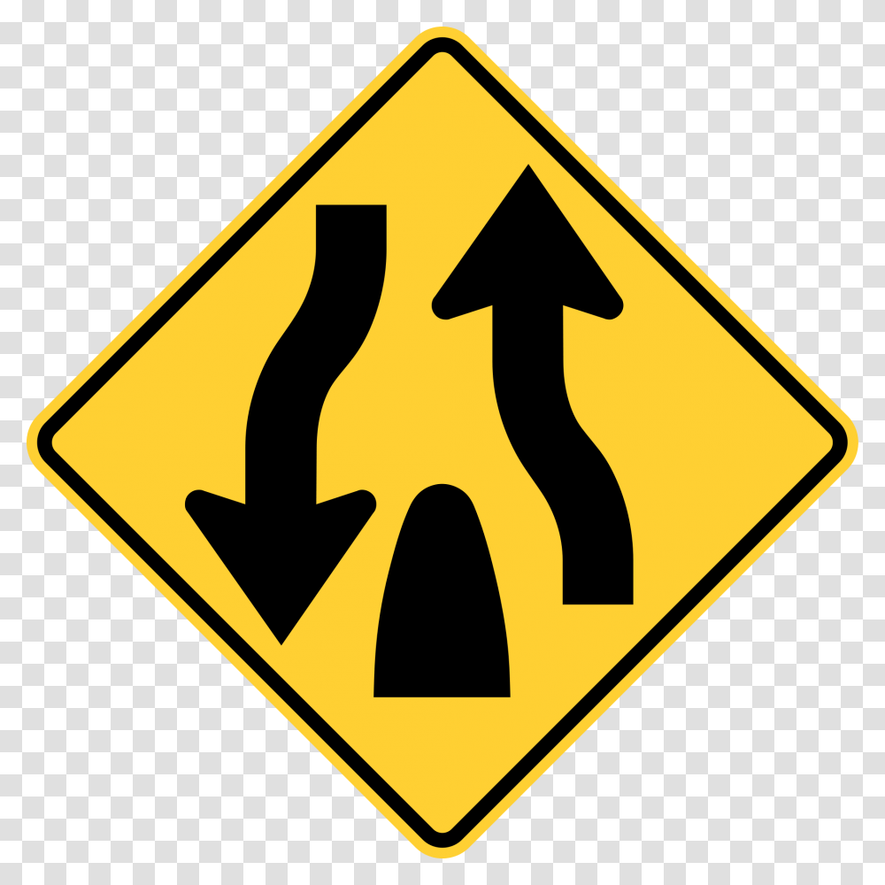 Divided Highway Ends Sign Clipart Divided Highway Ends Sign, Road Sign Transparent Png