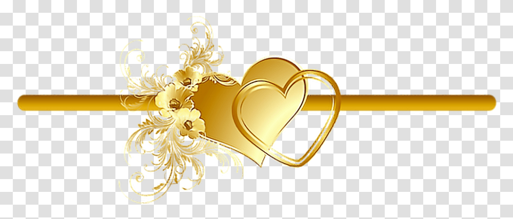 Divider Frame Border Heart Gold Flowers Vines Gold Heart Border, Floral Design, Pattern, Cupid Transparent Png