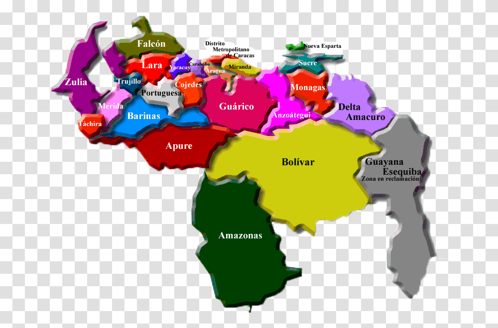Division Politica Territorial De Venezuela, Map, Diagram, Plot, Atlas Transparent Png
