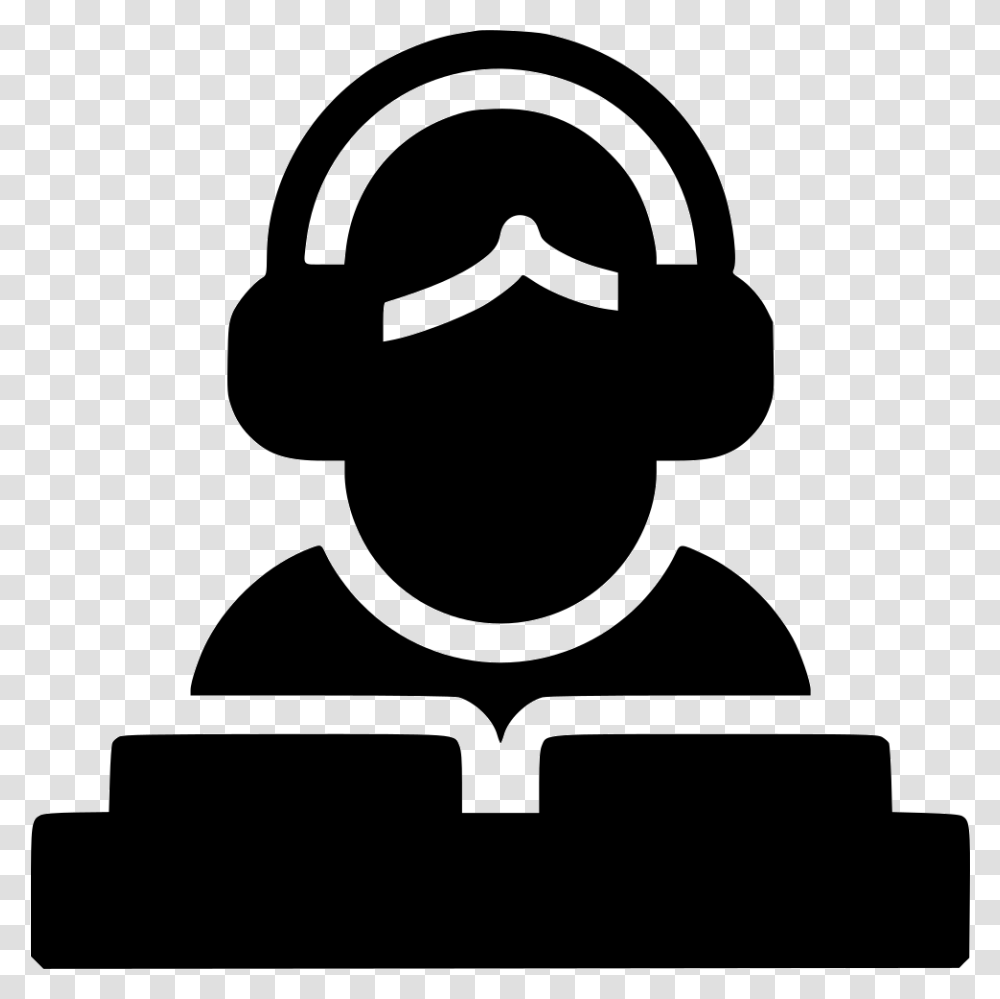 Dj Clipart Black And White People Listen To Music Icon, Stencil, Silhouette Transparent Png