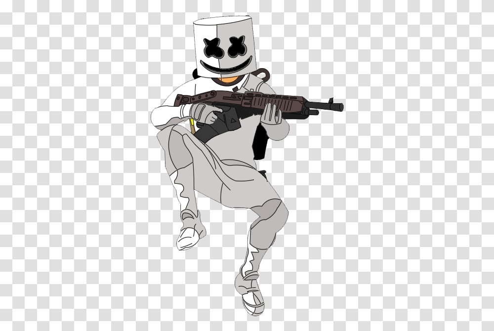 Dj Marshmellow Image Cartoon, Person, Gun, Weapon, People Transparent Png
