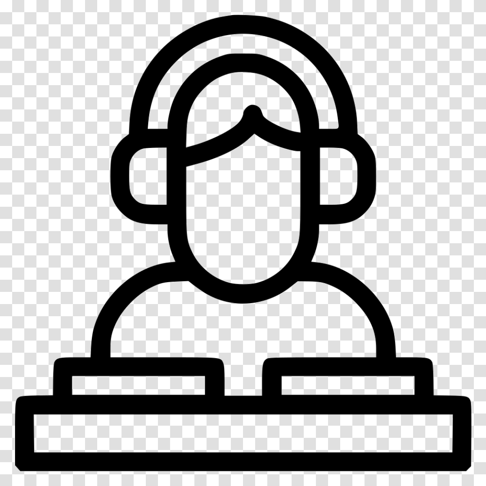 Dj Outline Of People Listening To Music, Statue, Sculpture, Lawn Mower Transparent Png