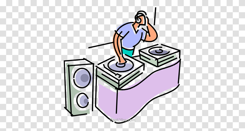 Dj Spinning The Tunes Royalty Free Vector Clip Art Illustration, Electronics, Stereo Transparent Png