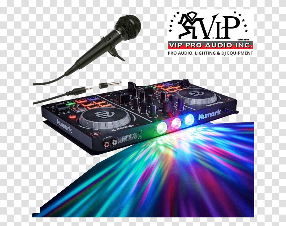 Dj Turntables Numark Party Mix Dj Controller, Light, Laser, Electronics, Cd Player Transparent Png