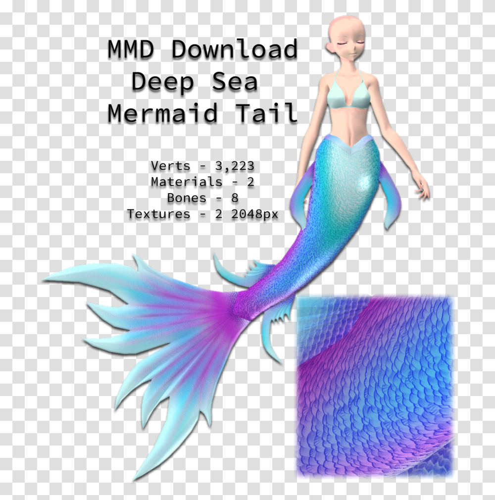 Dl Deep Sea Mermaid Tail By Clairndikebar Mmd Mermaid Tail, Bird, Animal, Toy, Figurine Transparent Png
