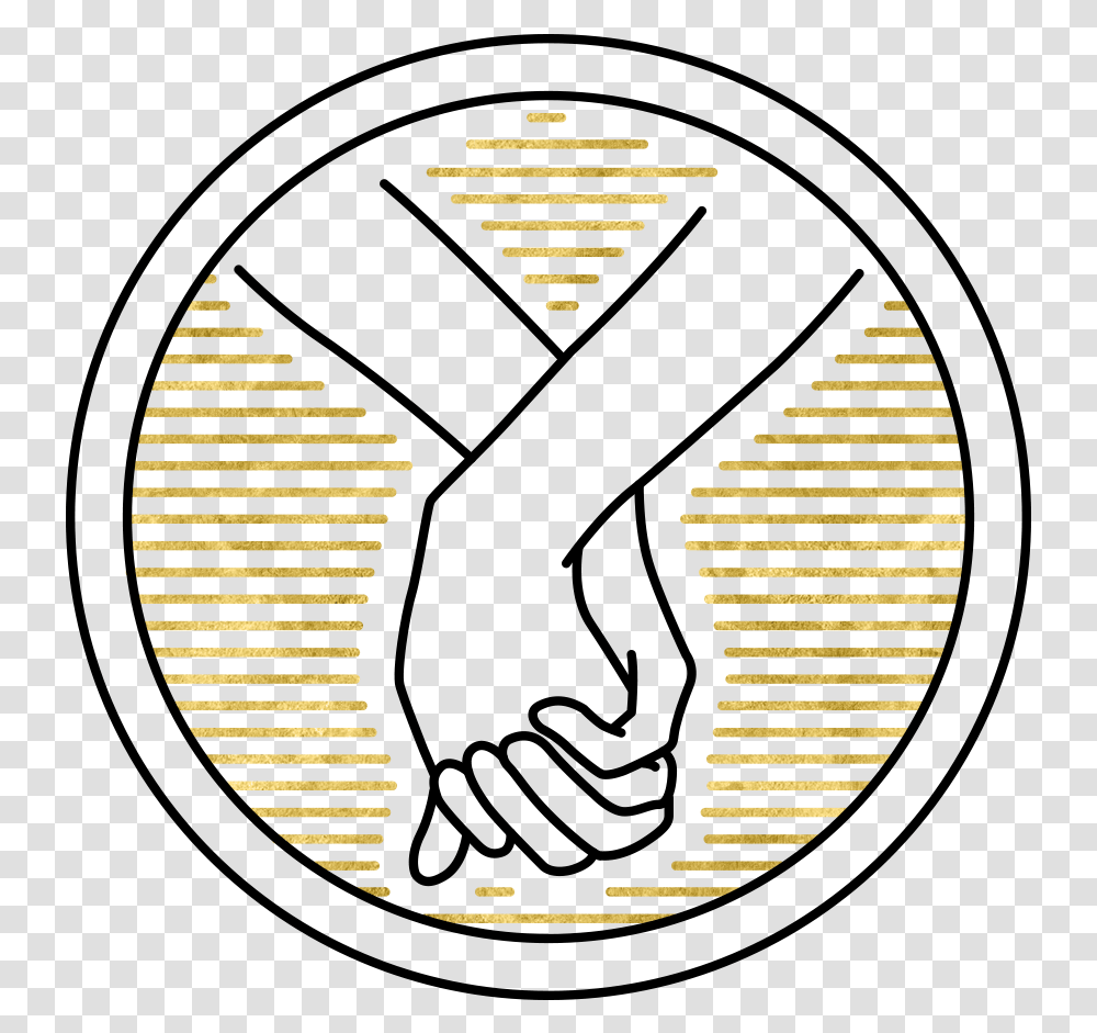 Dm Icon Hands Outline Gold Circle, Logo, Trademark, Chess Transparent Png