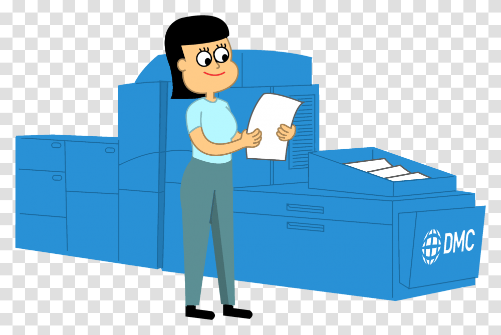 Dmc 1a Cartoon, Person, Human, Machine, Printer Transparent Png