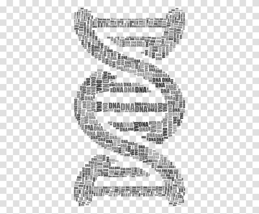 Dna Strand Word Cloud Typography Grayscale, Alphabet, Number Transparent Png