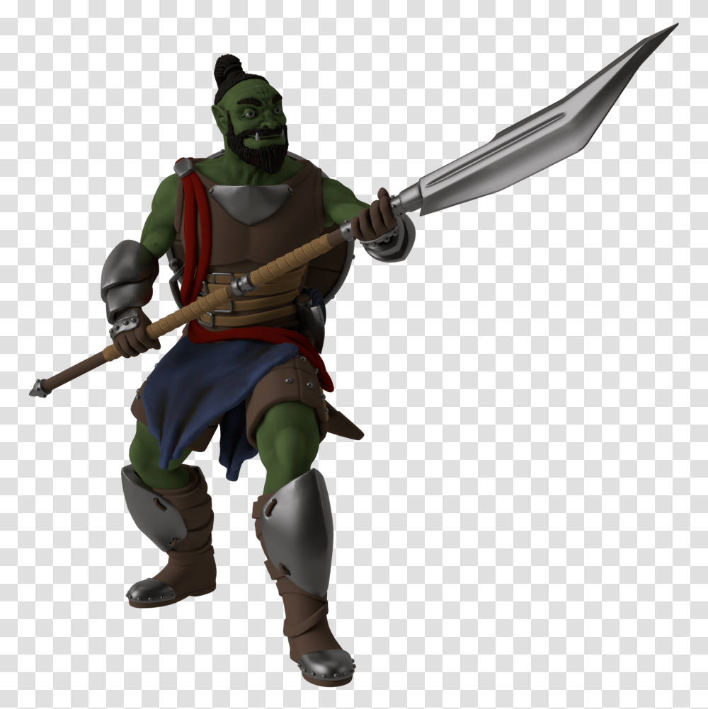 Dnd Half Orc Fighter, Person, Weapon, Toy, Spear Transparent Png