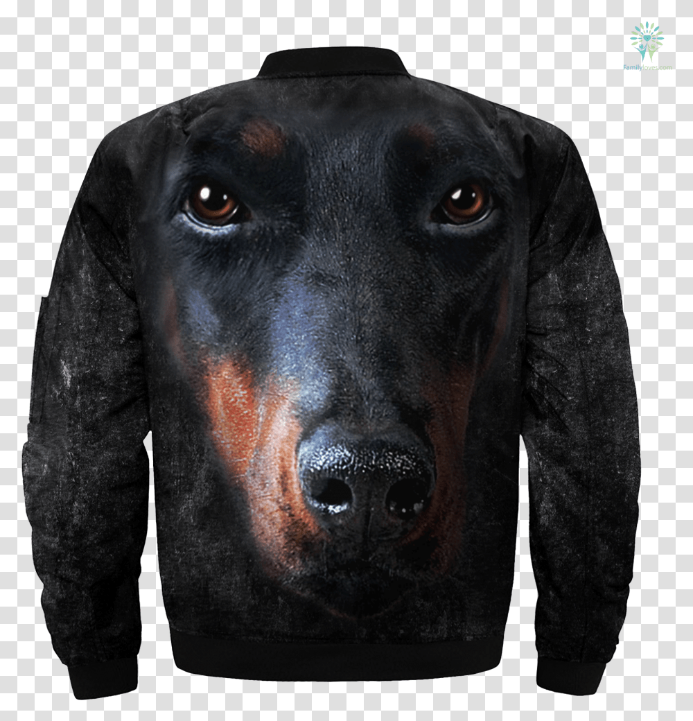 Doberman Pinscher Over Print Jacket Tag Familyloves Doberman Face Shirt, Dog, Pet, Canine, Animal Transparent Png