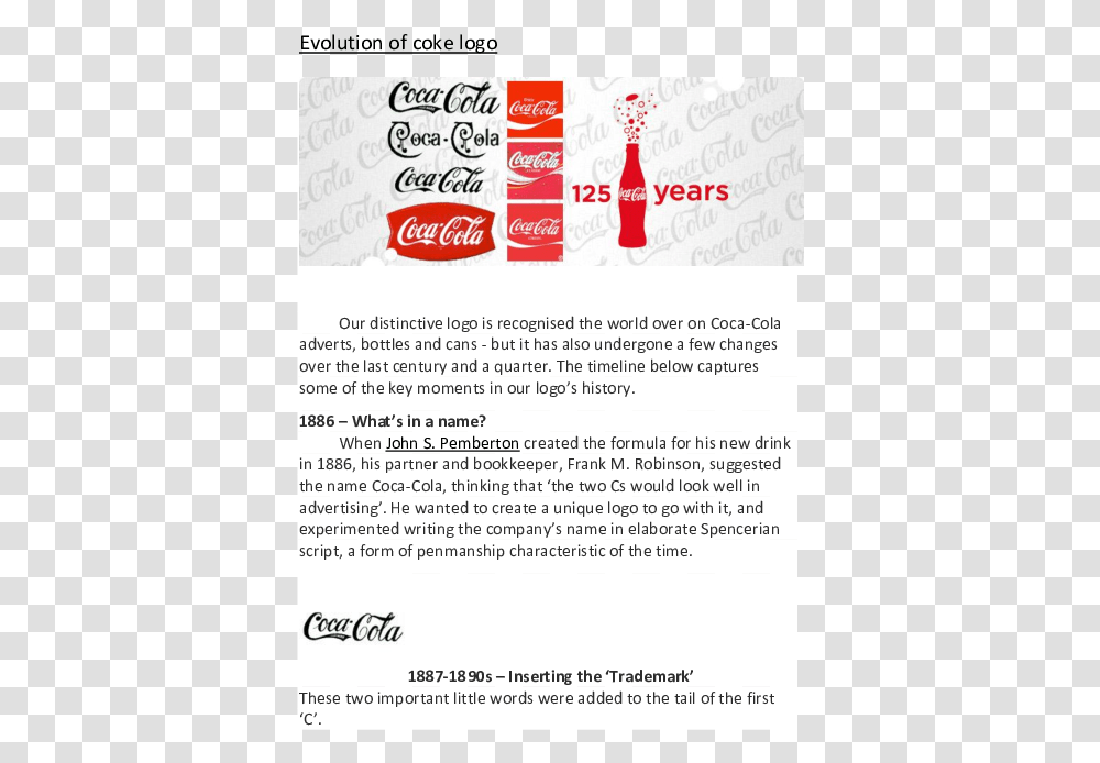 Doc Evolution Of Coke Logo Benver Panisara Academiaedu Coca Cola Logo History, Beverage, Drink, Advertisement, Text Transparent Png