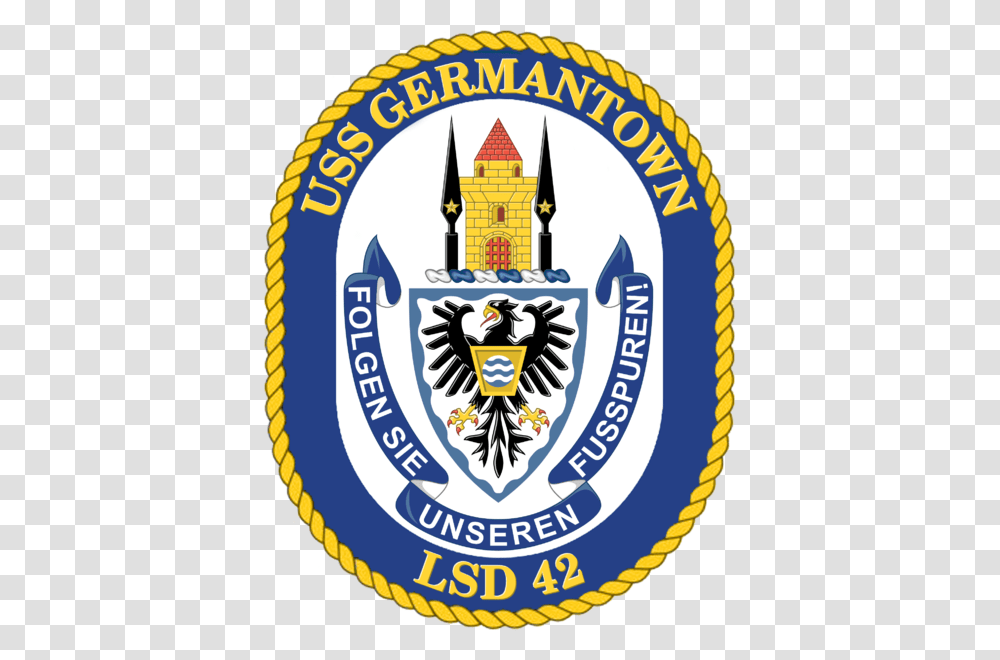 Dock Landing Ship Uss Germantown, Logo, Trademark, Badge Transparent Png