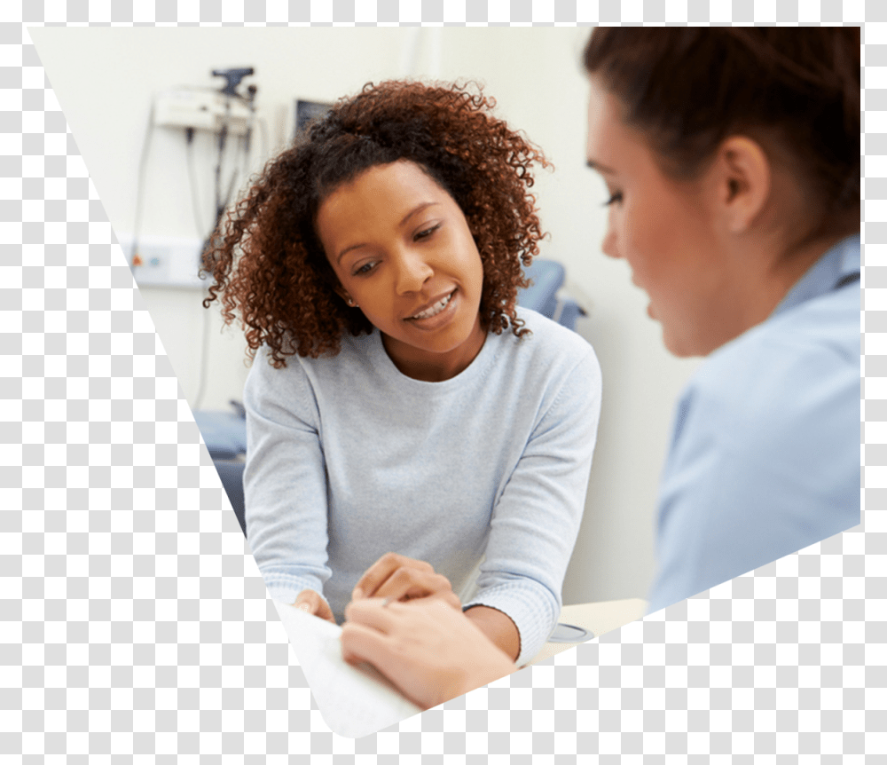 Doctor And Patient Talking, Person, Human, Hair, Female Transparent Png