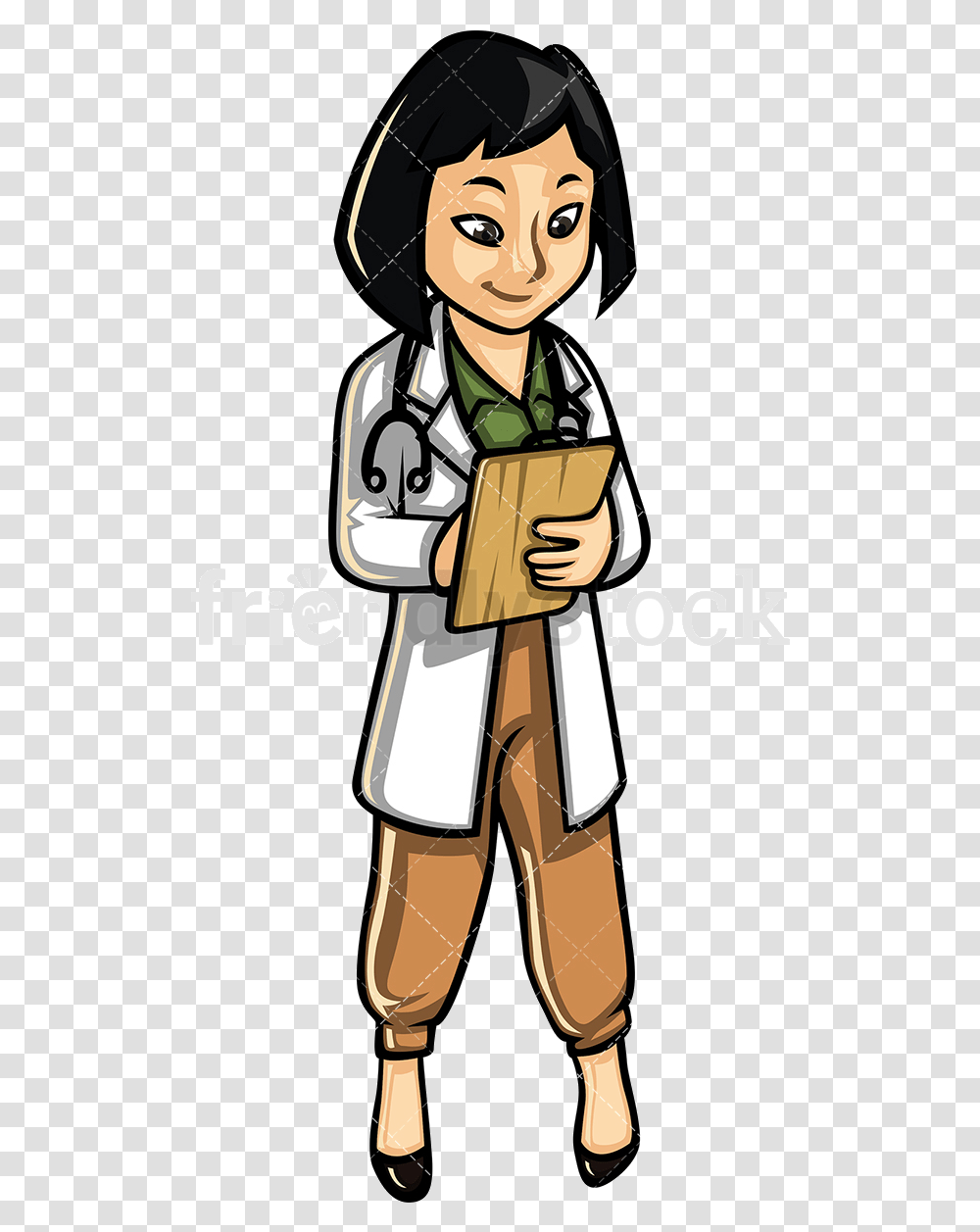 Doctor Asian Female Women Doctor Clip Art, Label, Coat, Comics Transparent Png