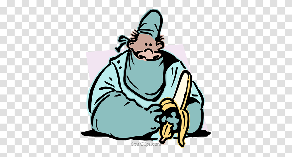 Doctor Eating Banana Royalty Free Vector Clip Art Illustration, Kneeling, Drawing, Judge Transparent Png