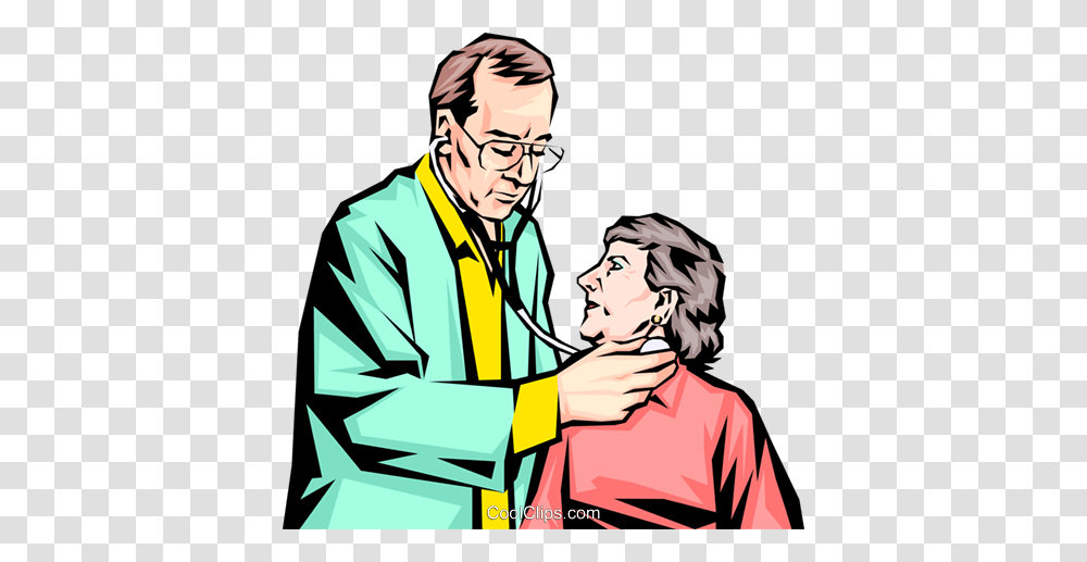 Doctor Examining An Old Woman Royalty Free Vector Clip Art, Person, Human, Graduation, Performer Transparent Png