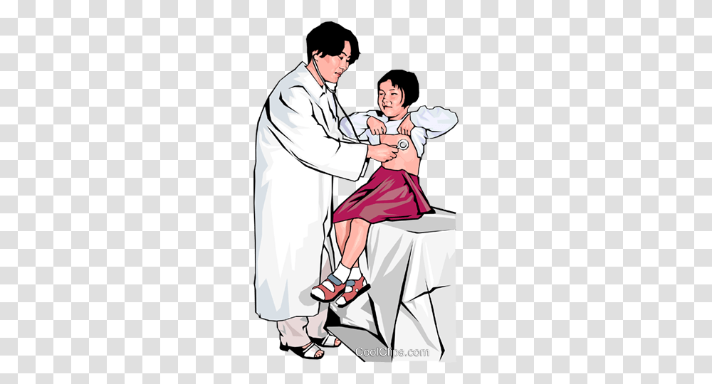 Doctor Examining Young Patient Royalty Free Vector Clip Art, Person, Human, Apparel Transparent Png