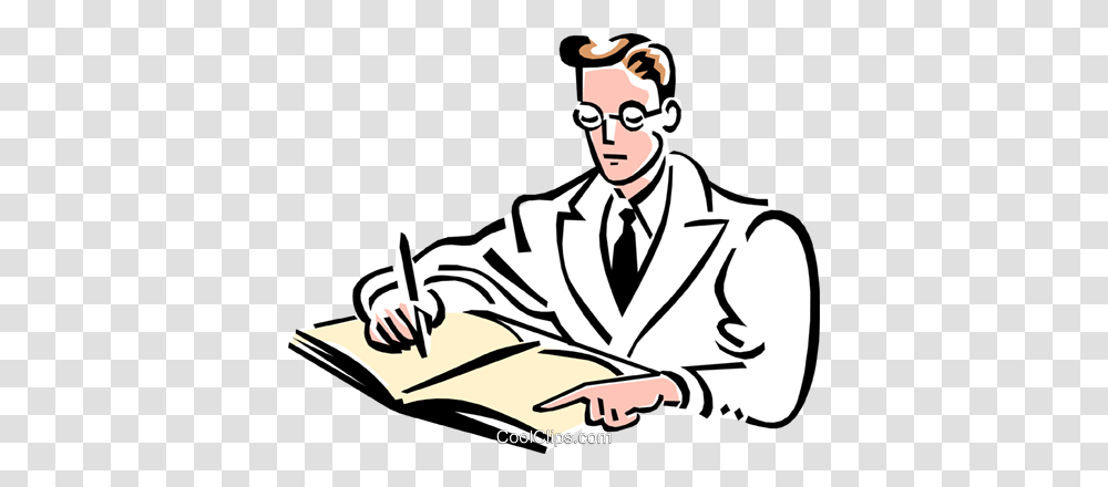 Doctor Filling Out Report Royalty Free Vector Clip Art, Person, Performer, Judge Transparent Png